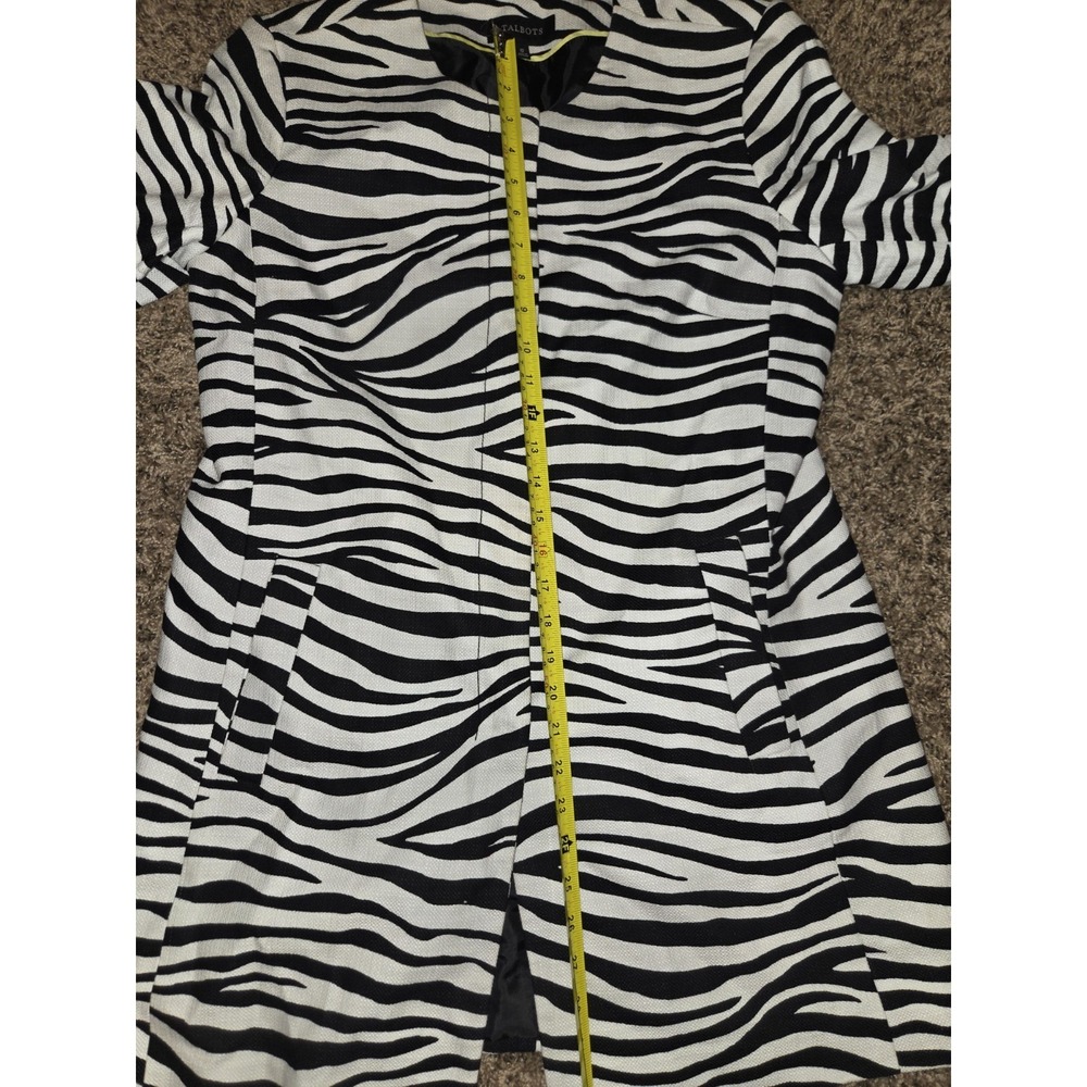 Talbots Animal Print Cotton Trench Coat Black White Zebra 12 Women's - Picture 8 of 11
